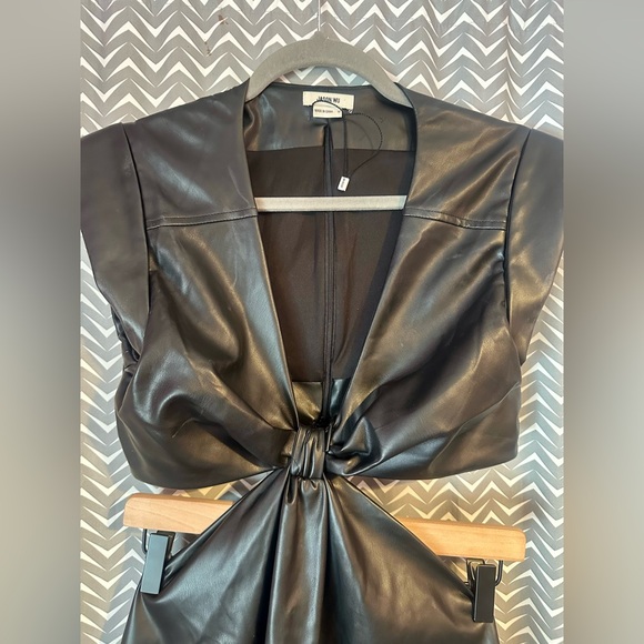 NWOT Jason Wu | Faux Leather Front Knot Cut Out Dress, Size M - Picture 5 of 10